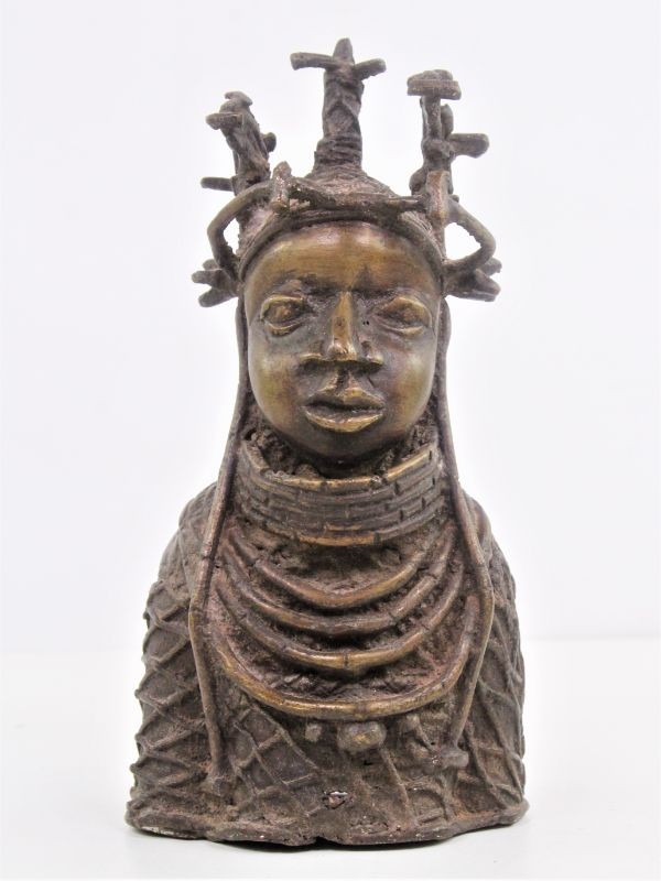 Zeldzaam Bronzen Sculptuur "Oba van Edo uit Benin" BENINBRONS